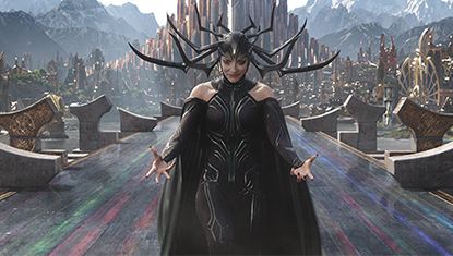 Hela (Cate Blanchett), a Deusa da Morte, em Thor: Ragnarok