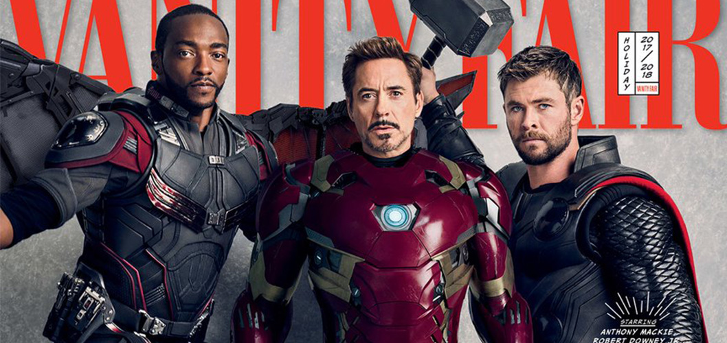 Falcão (Anthony Mackie), Homem de Ferro (Robert Downey Jr.) e Thor (Chris Hemsworth) na capa da Vanity Fair